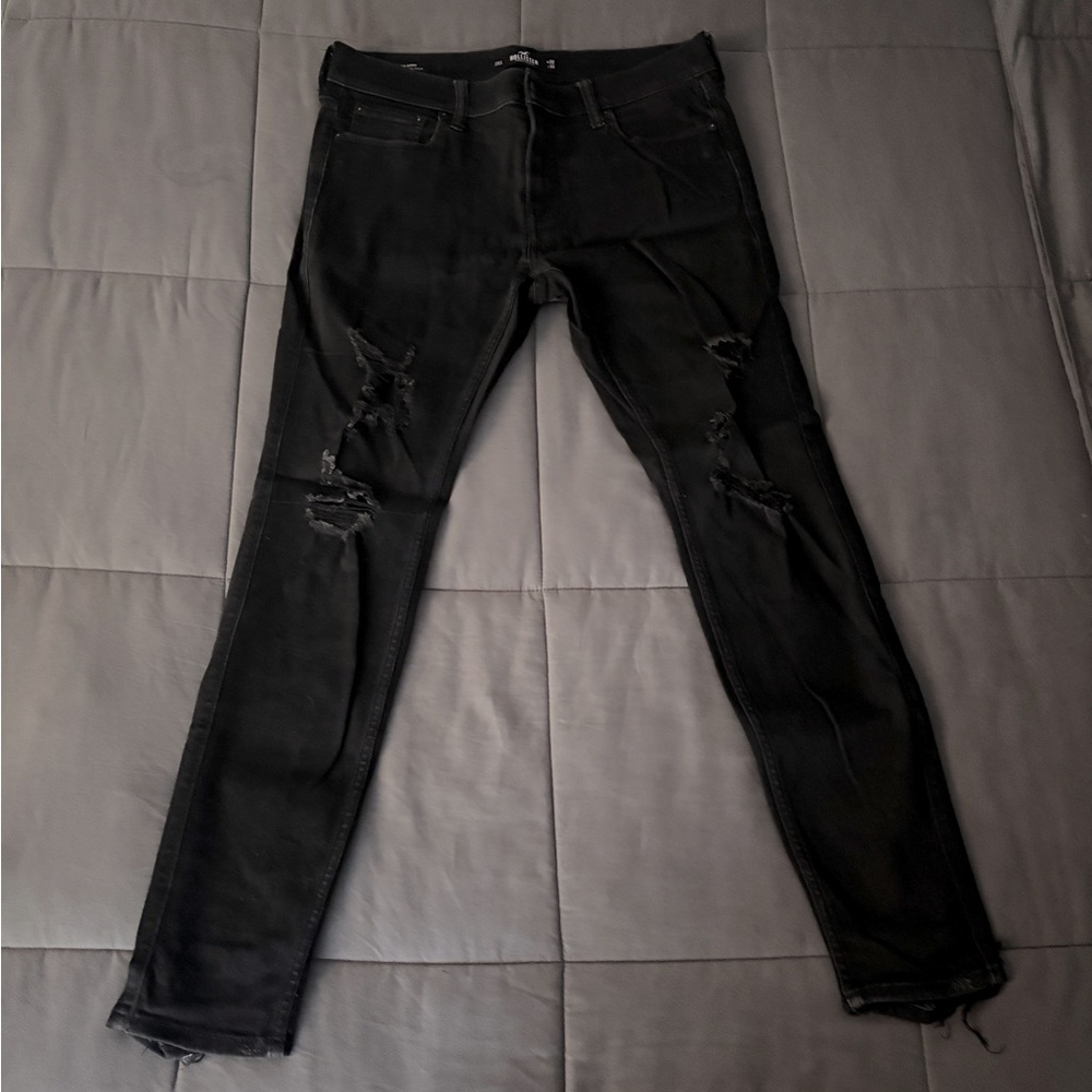 Hollister Black Super Skinny Distressed Jeans